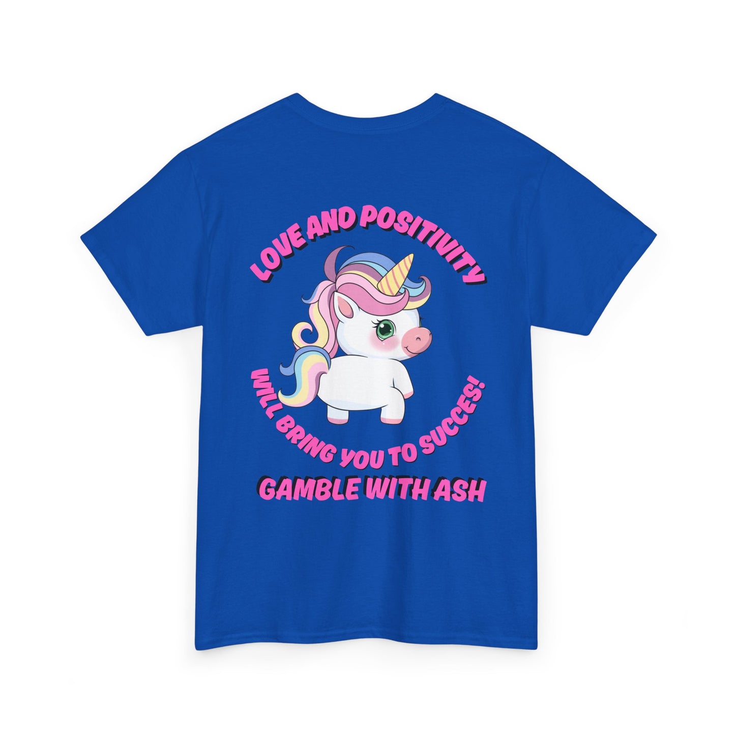 Unisex Heavy Cotton Tee - 'Gamble with Ash' Fun Unicorn "T-Work" Design, Positive Vibes Tee