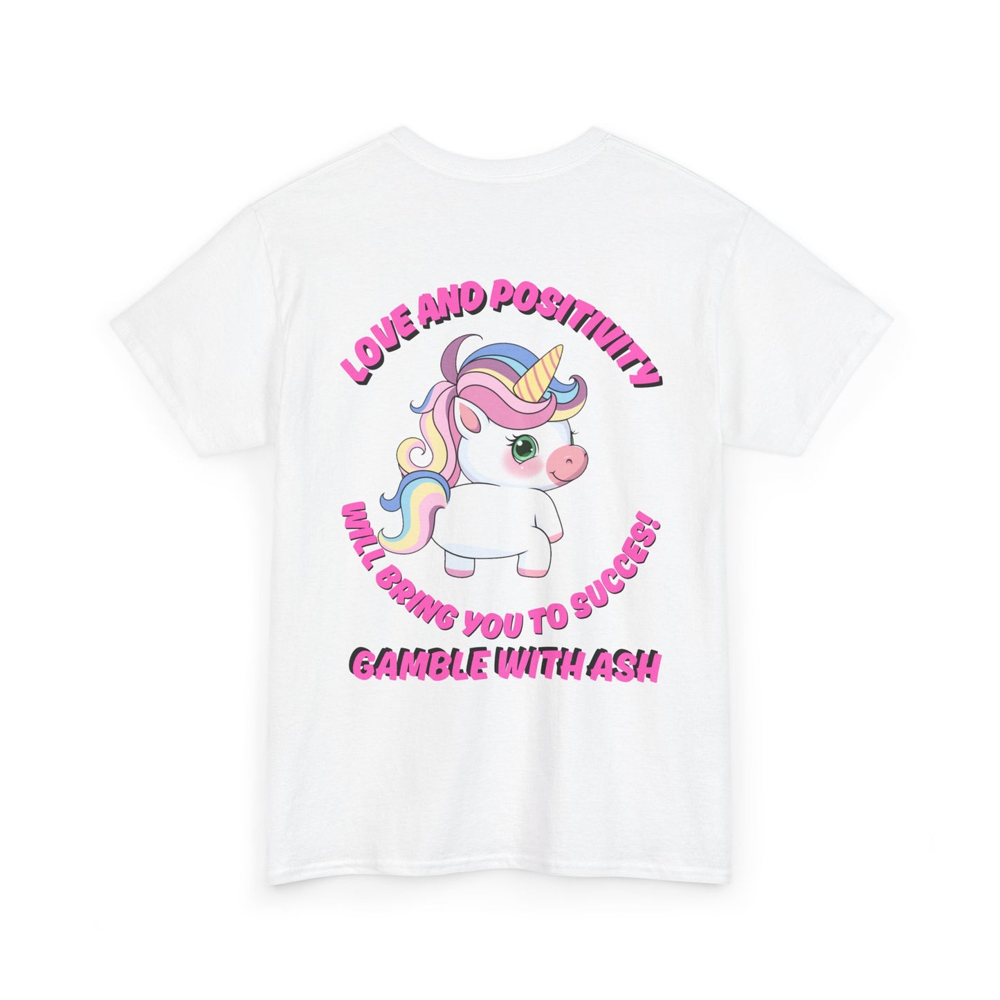 Unisex Heavy Cotton Tee - 'Gamble with Ash' Fun Unicorn "T-Work" Design, Positive Vibes Tee