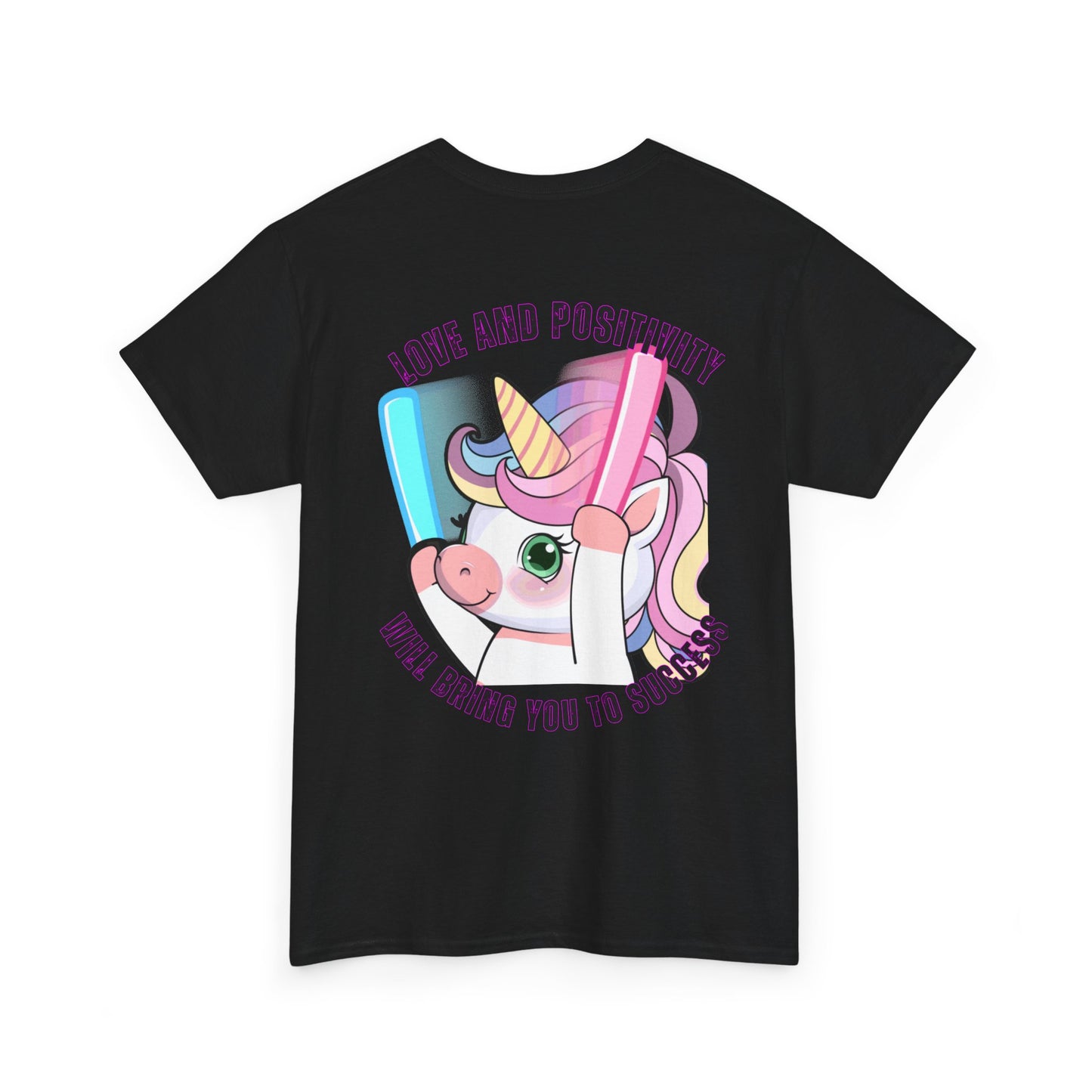 Unisex Heavy Cotton Tee - 'GWA Slots' Fun Unicorn Rave Design, Positive Vibes Tee