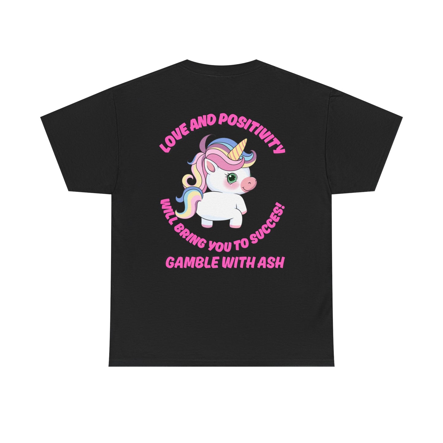 Unisex Heavy Cotton Tee - 'Gamble with Ash' Fun Unicorn "T-Work" Design, Positive Vibes Tee