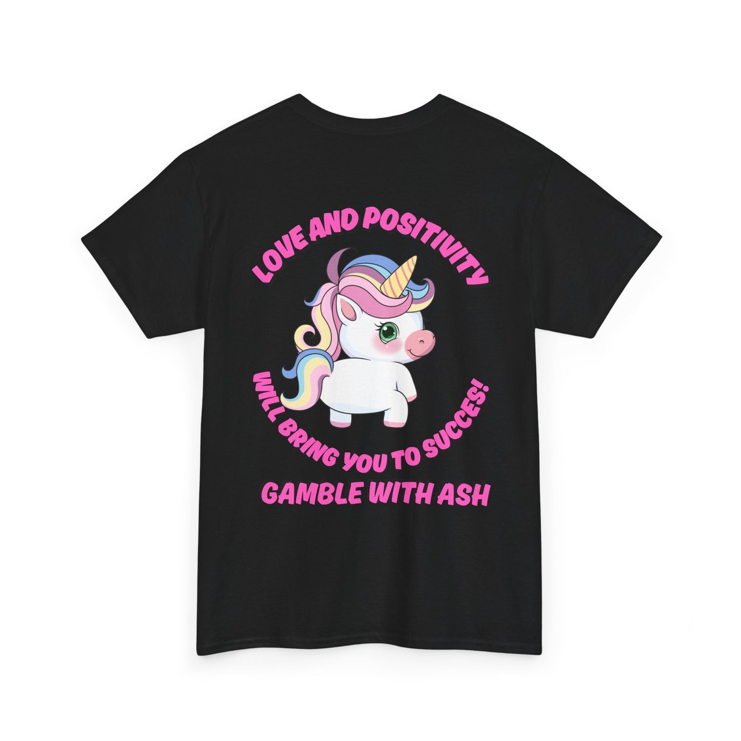 Unisex Heavy Cotton Tee - 'Gamble with Ash' Fun Unicorn "T-Work" Design, Positive Vibes Tee