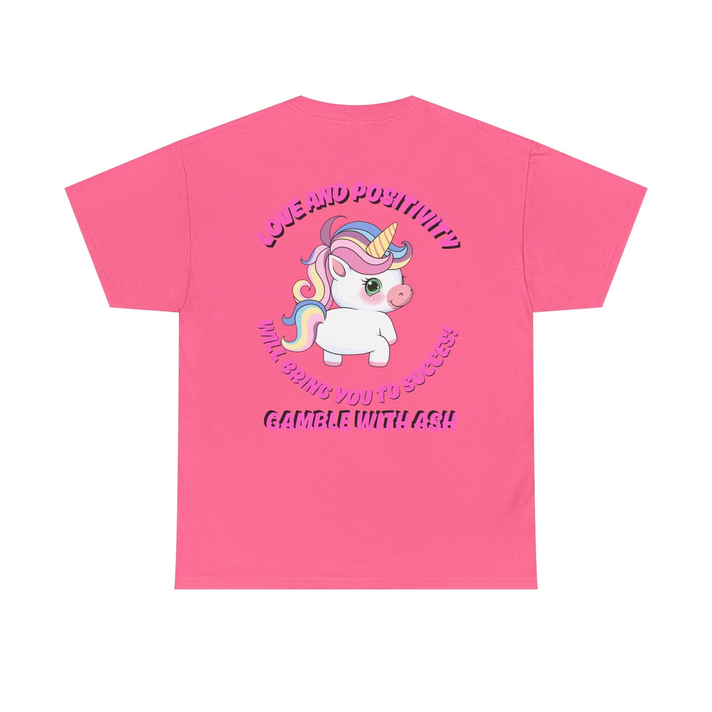 Unisex Heavy Cotton Tee - 'Gamble with Ash' Fun Unicorn "T-Work" Design, Positive Vibes Tee