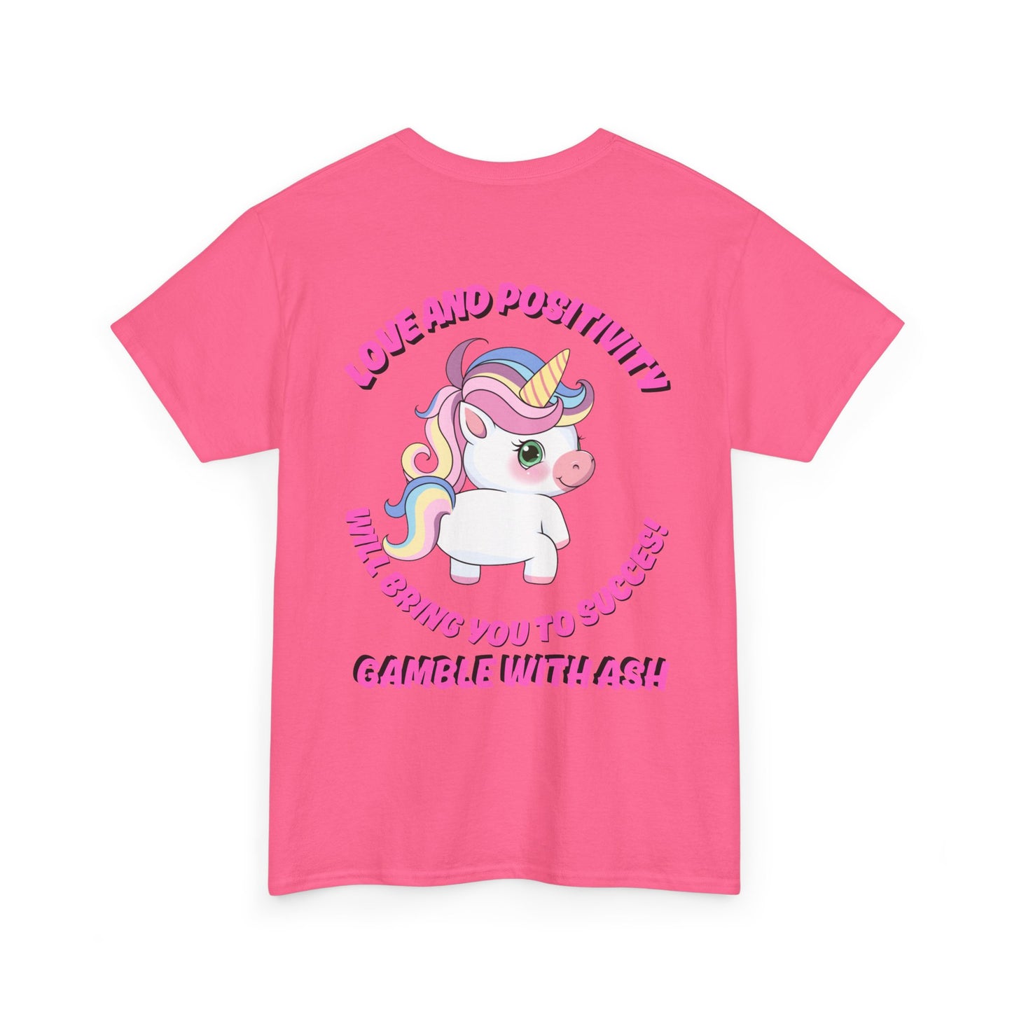 Unisex Heavy Cotton Tee - 'Gamble with Ash' Fun Unicorn "T-Work" Design, Positive Vibes Tee