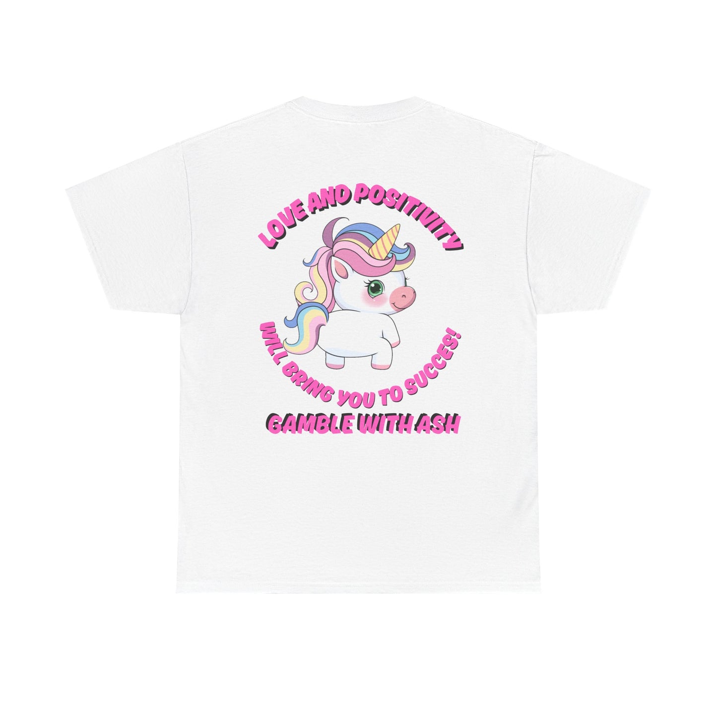 Unisex Heavy Cotton Tee - 'Gamble with Ash' Fun Unicorn "T-Work" Design, Positive Vibes Tee